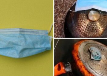 Bằng cách này, 1 chiếc khẩu trang có thể đánh bay mọi vết bẩn ở đáy chảo